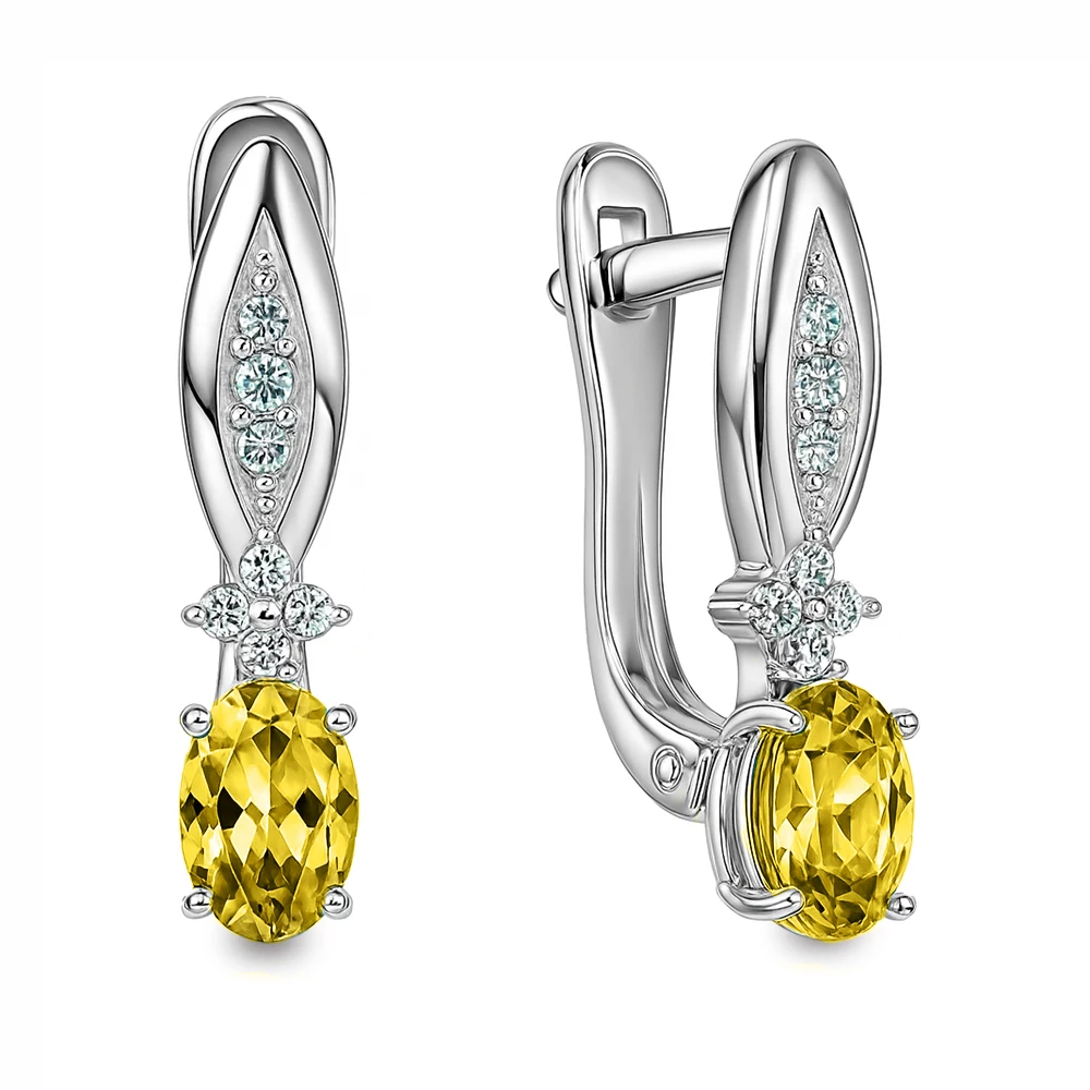 Серьги с фианитами из серебра 925 пробы