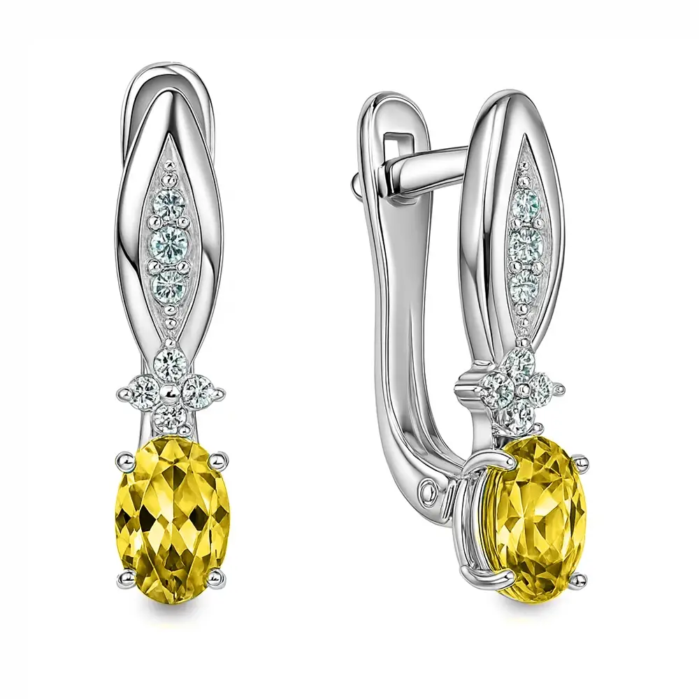 Серьги с фианитами из серебра 925 пробы