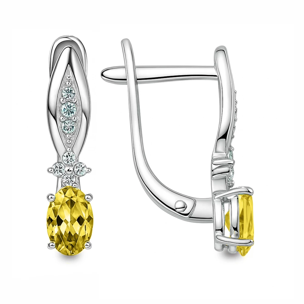 Серьги с фианитами из серебра 925 пробы