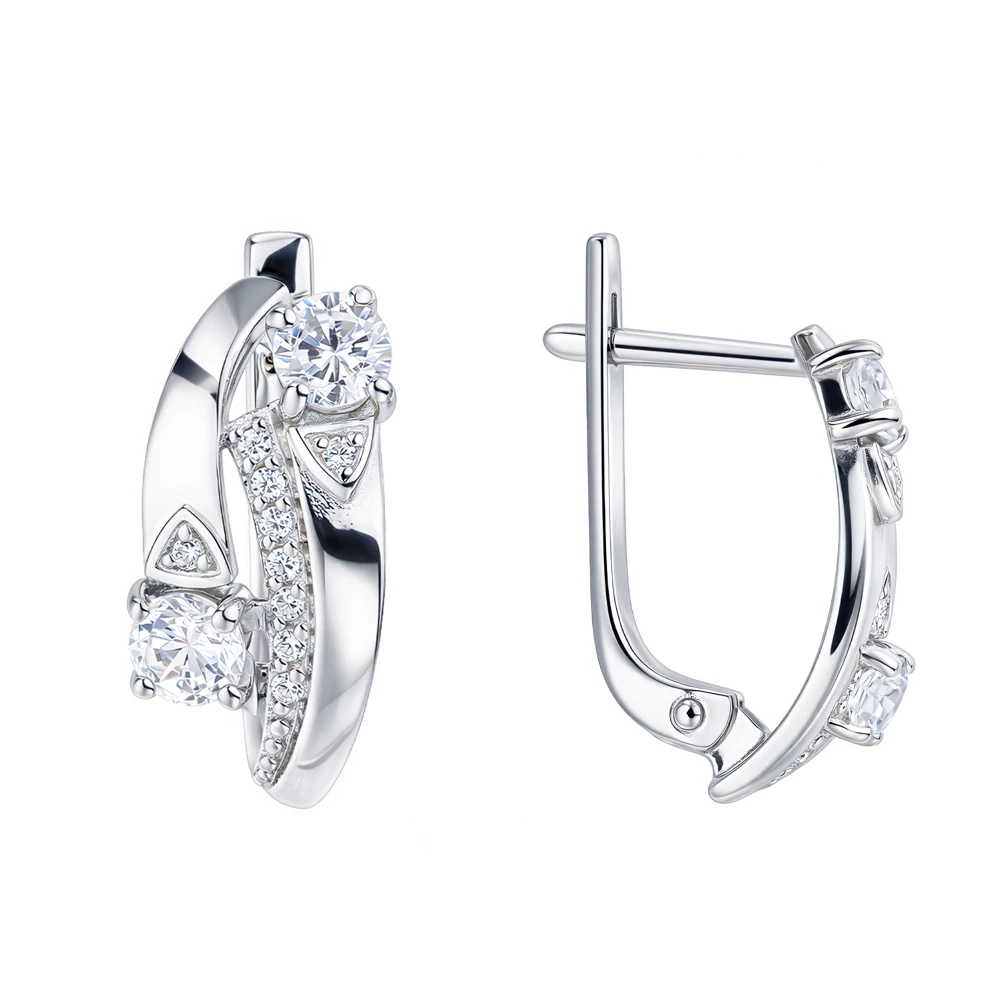 Серьги с фианитами из серебра 925 пробы