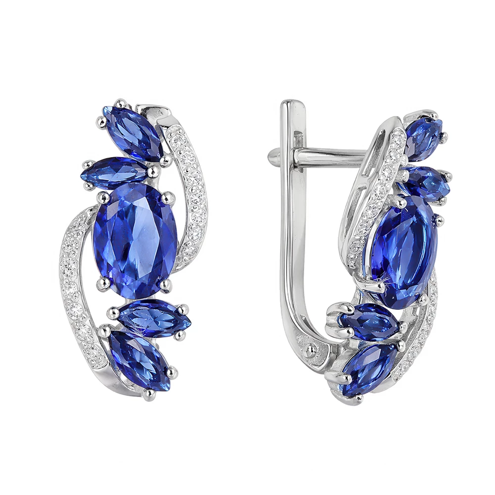 Серьги с фианитами из серебра 925 пробы