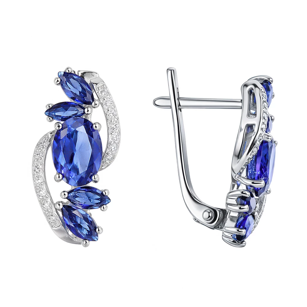 Серьги с фианитами из серебра 925 пробы