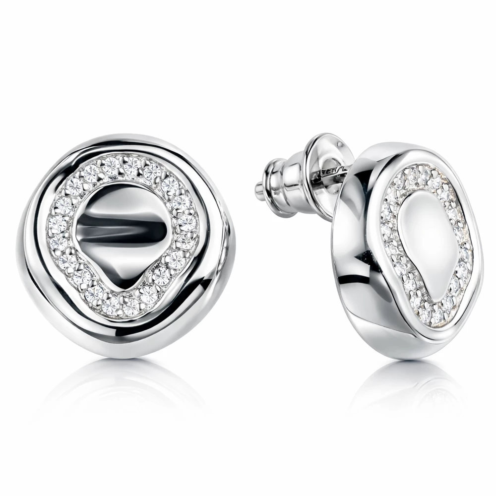 Серьги с фианитами из серебра 925 пробы