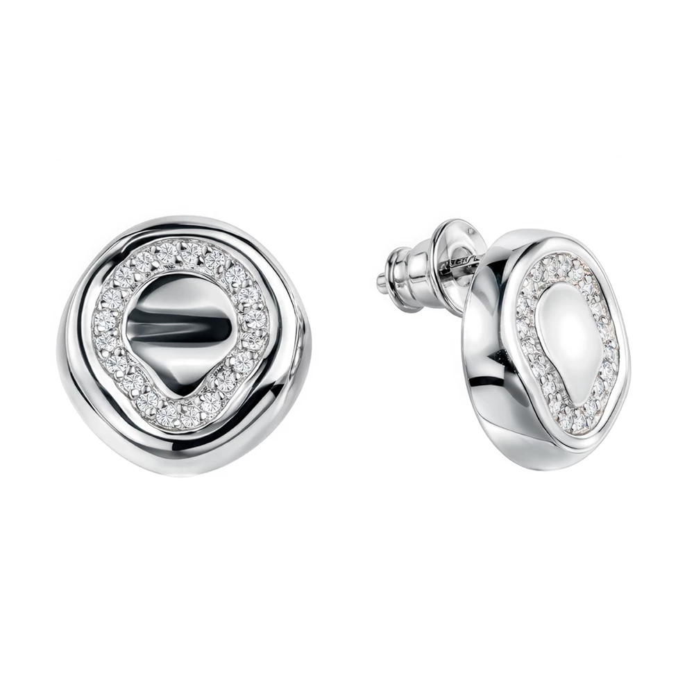 Серьги с фианитами из серебра 925 пробы