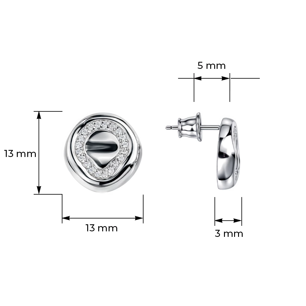Серьги с фианитами из серебра 925 пробы