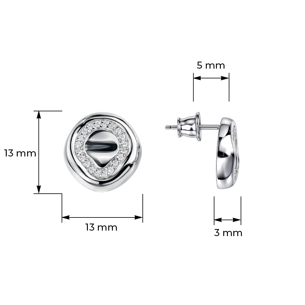 Серьги с фианитами из серебра 925 пробы