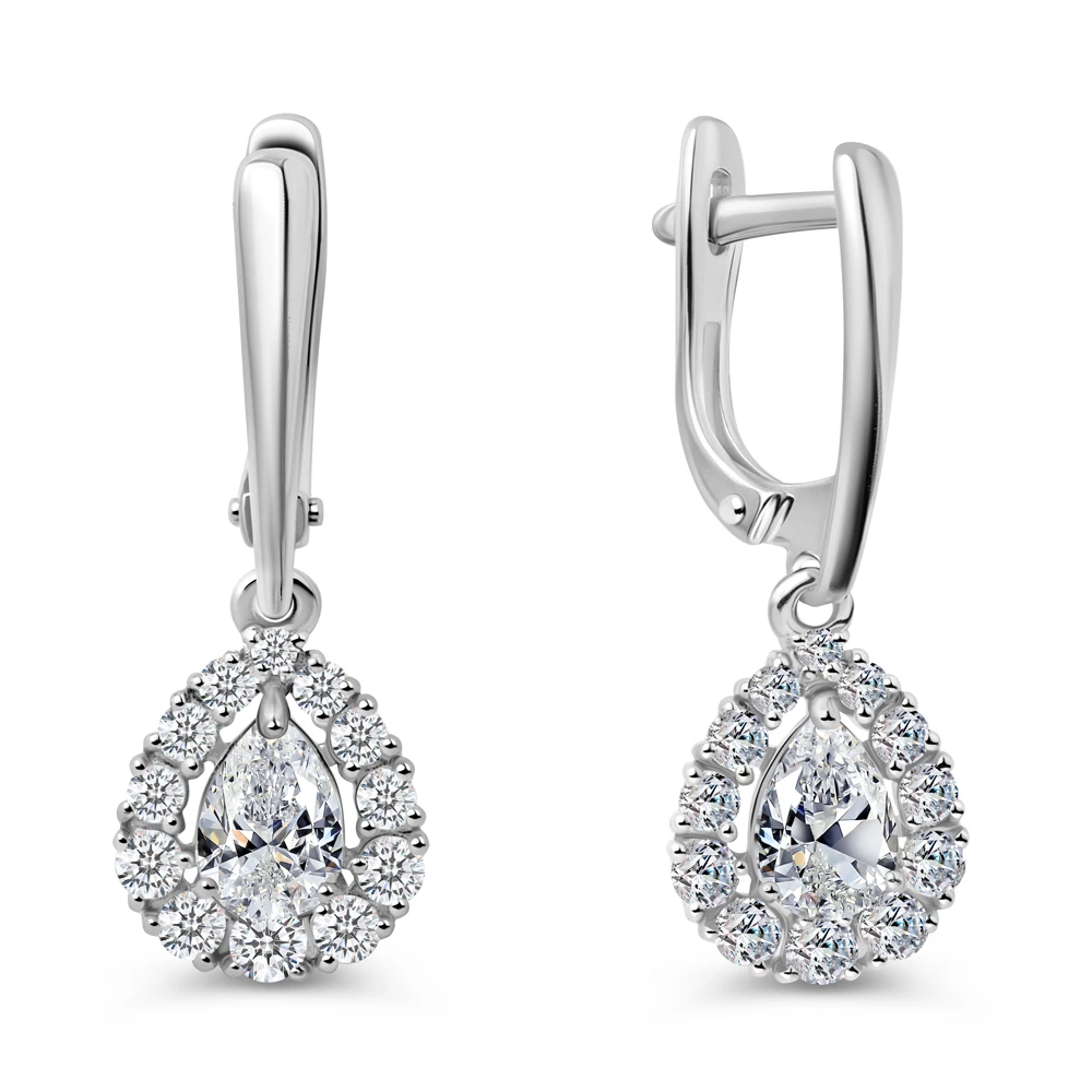 Серьги с фианитами из серебра 925 пробы