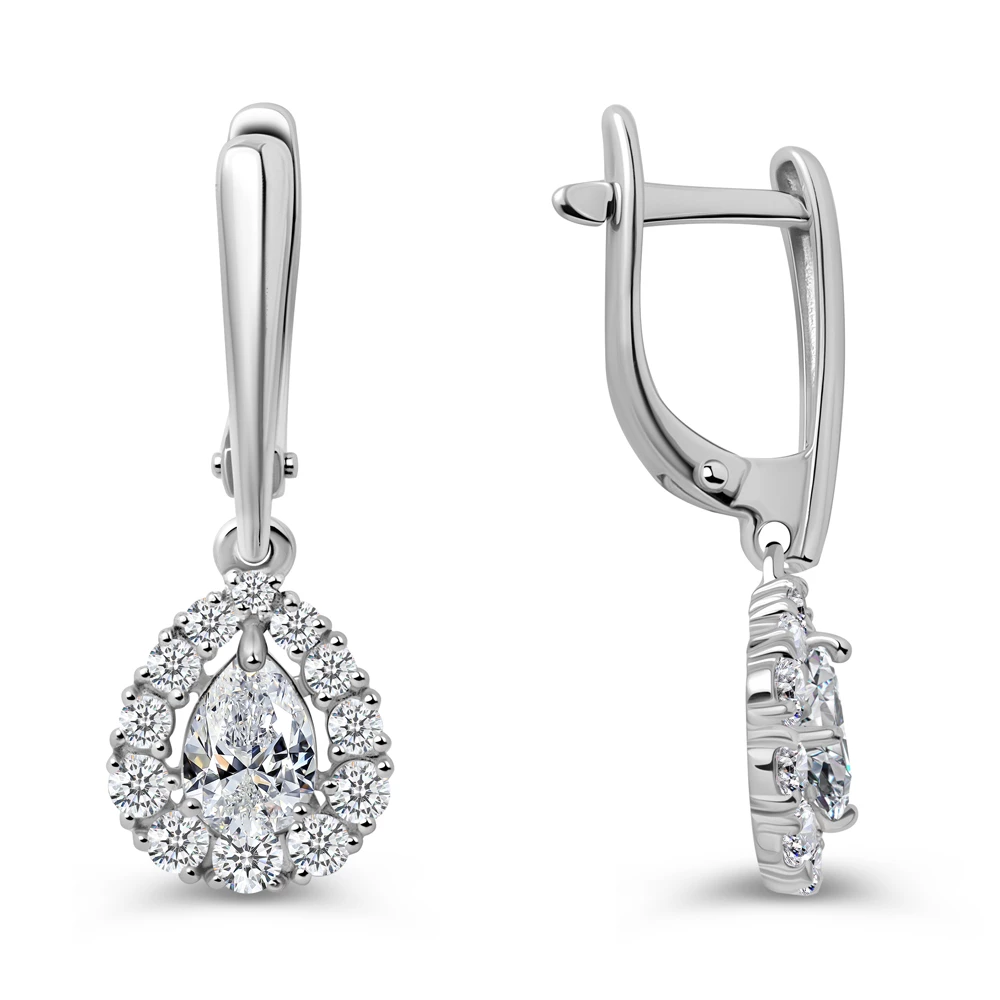 Серьги с фианитами из серебра 925 пробы