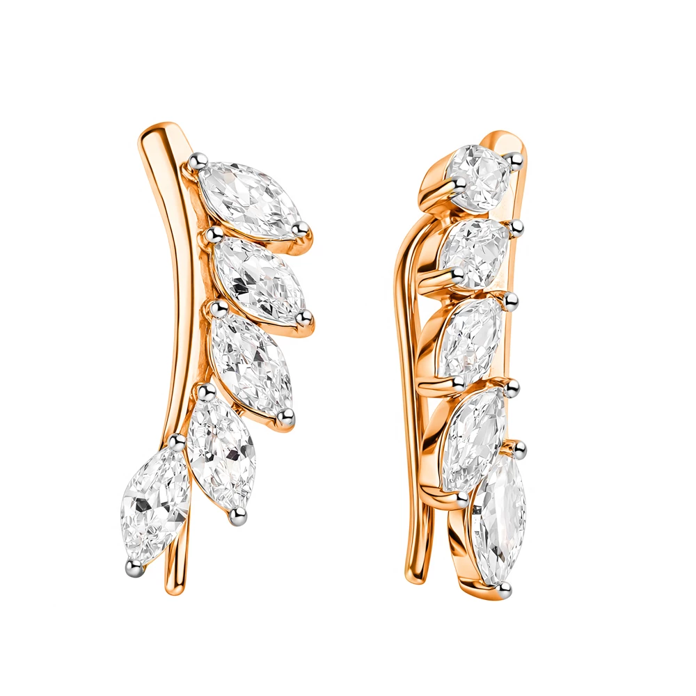 Серьги с фианитами из серебра 925 пробы