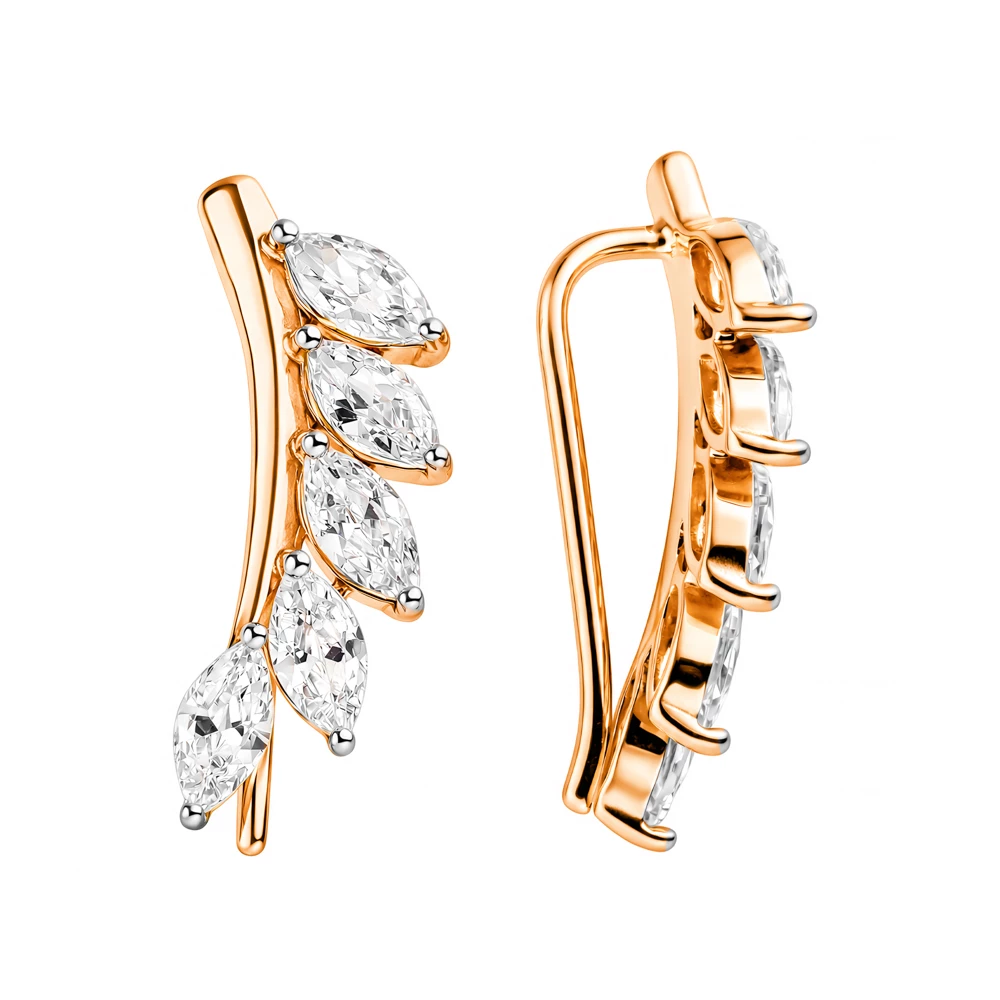 Серьги с фианитами из серебра 925 пробы