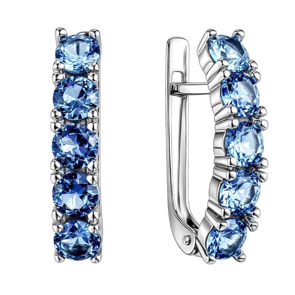 Серьги с фианитами из серебра 925 пробы