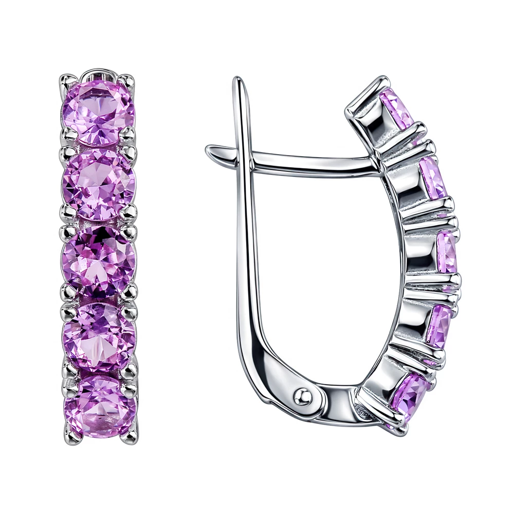 Серьги с фианитами из серебра 925 пробы