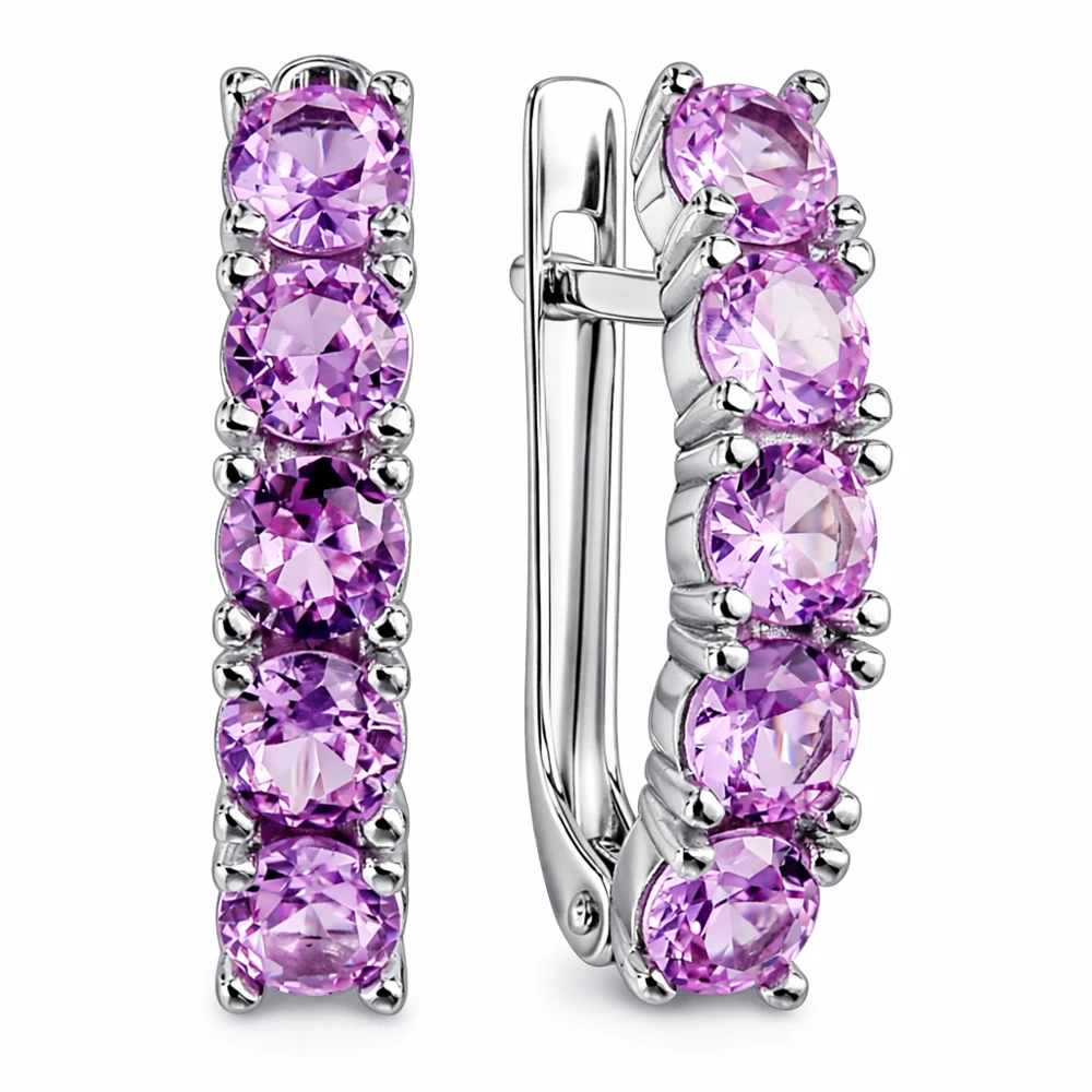 Серьги с фианитами из серебра 925 пробы