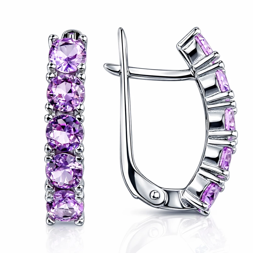 Серьги с фианитами из серебра 925 пробы