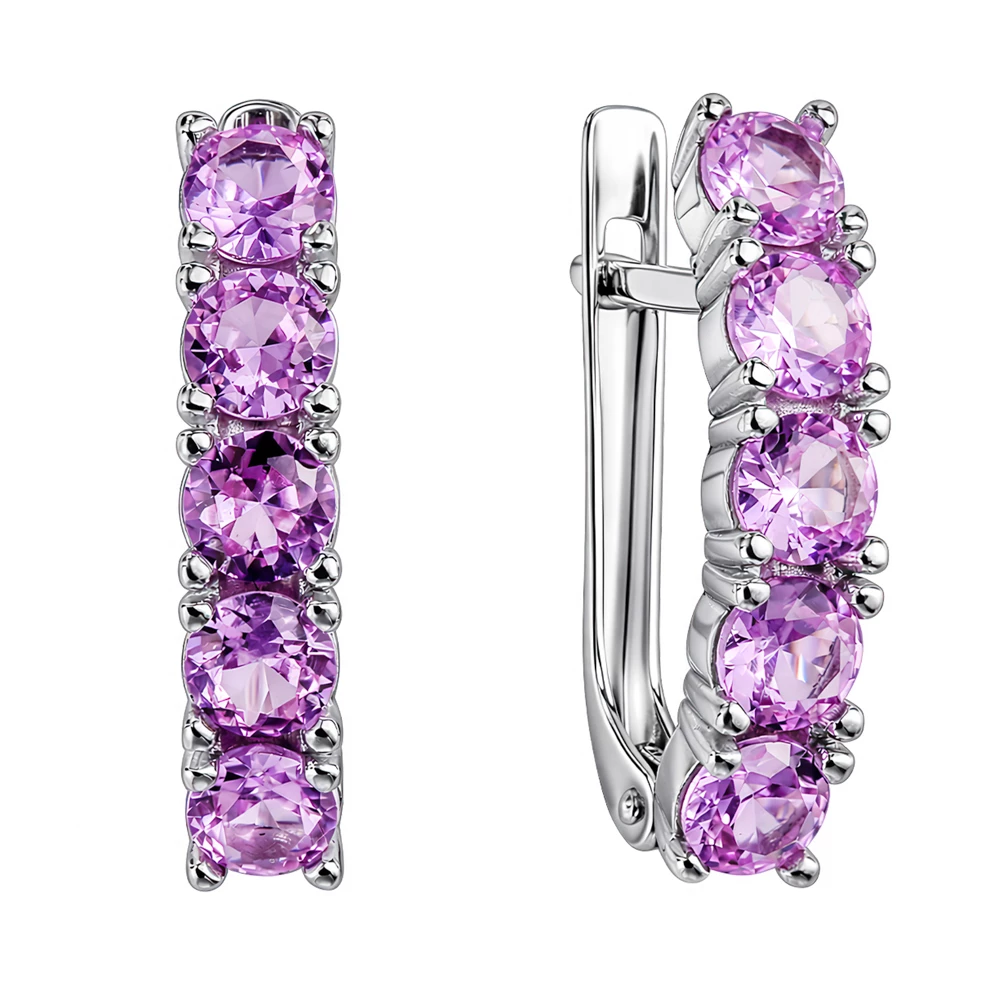 Серьги с фианитами из серебра 925 пробы