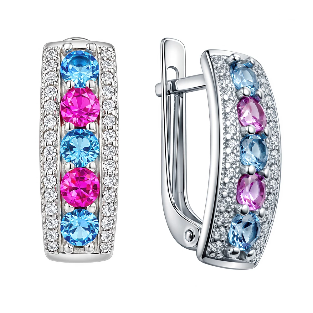 Серьги с фианитами из серебра 925 пробы