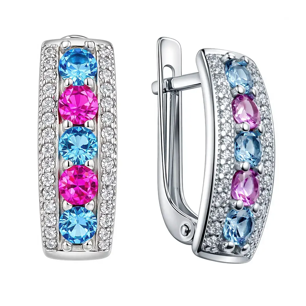 Серьги с фианитами из серебра 925 пробы