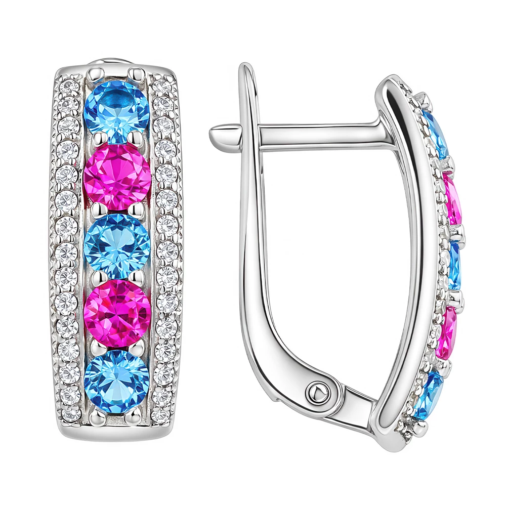 Серьги с фианитами из серебра 925 пробы