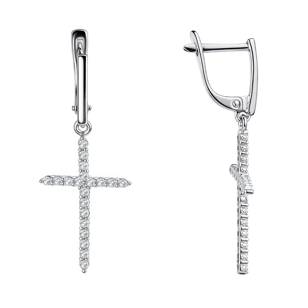 Серьги с фианитами из серебра 925 пробы