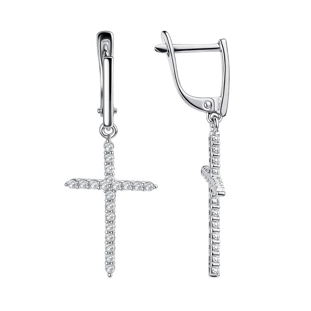 Серьги с фианитами из серебра 925 пробы