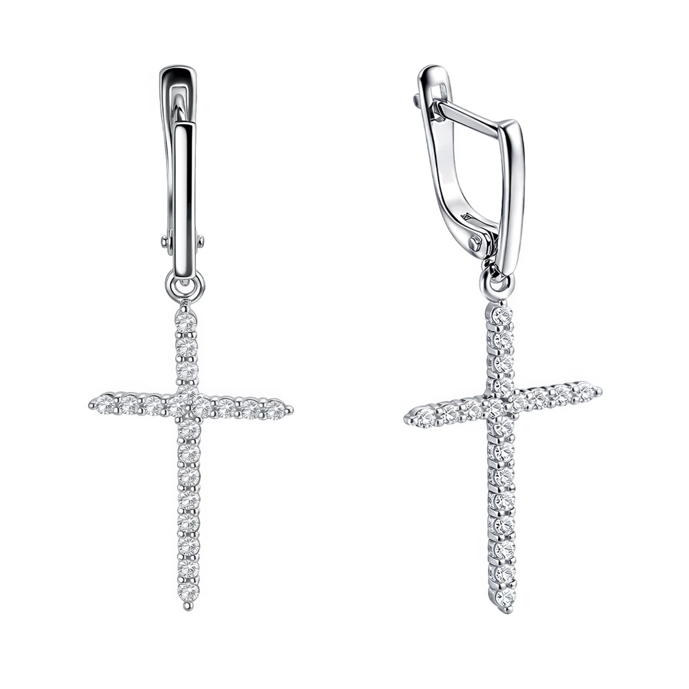 Серьги с фианитами из серебра 925 пробы