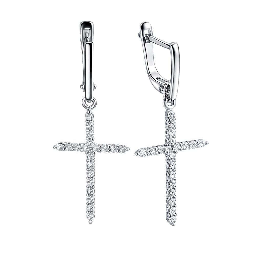 Серьги с фианитами из серебра 925 пробы