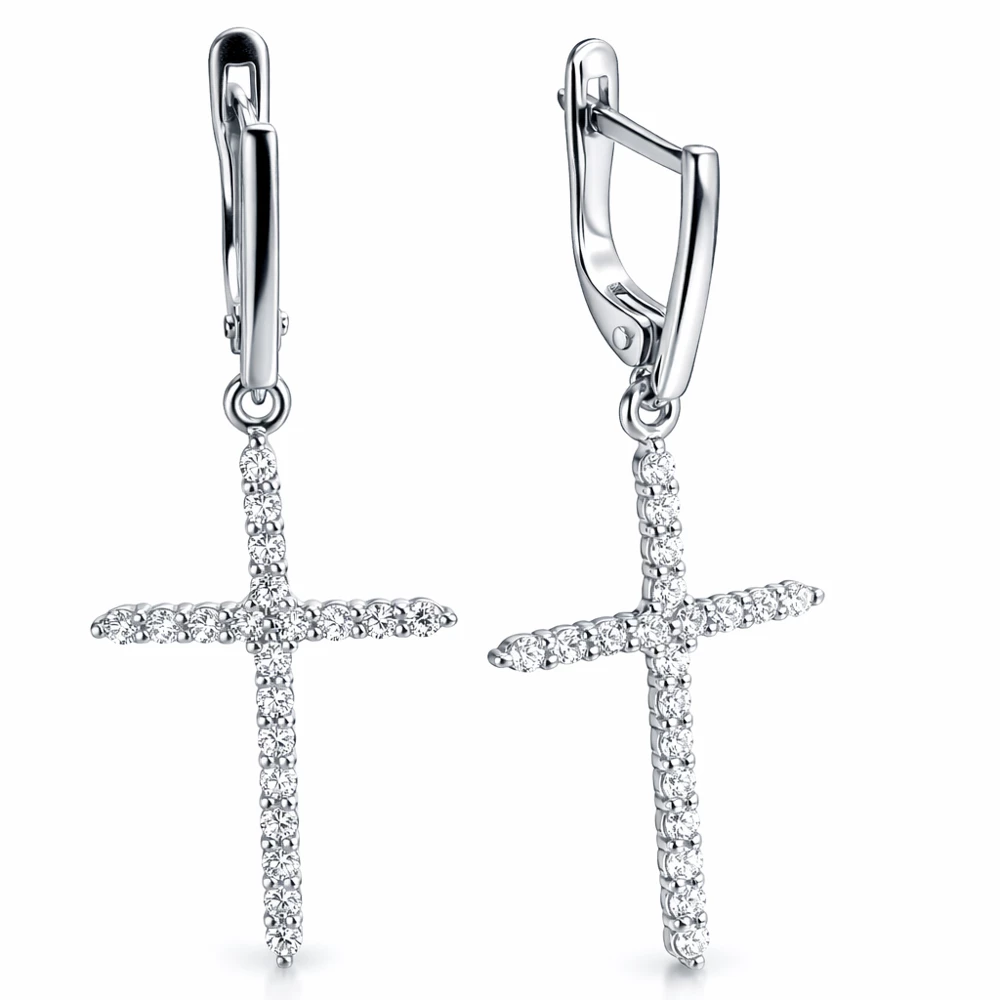 Серьги с фианитами из серебра 925 пробы