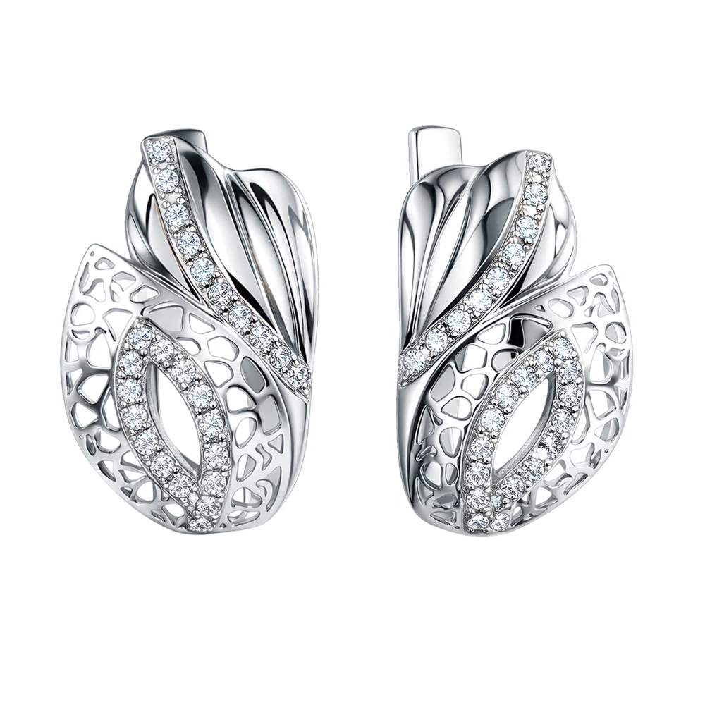 Серьги с фианитами из серебра 925 пробы
