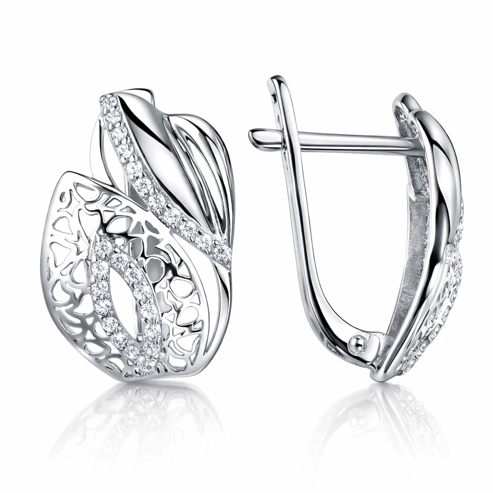 Серьги с фианитами из серебра 925 пробы