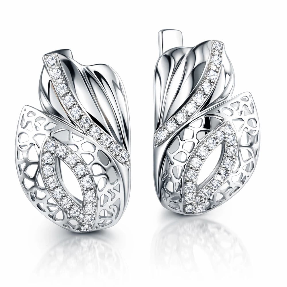 Серьги с фианитами из серебра 925 пробы