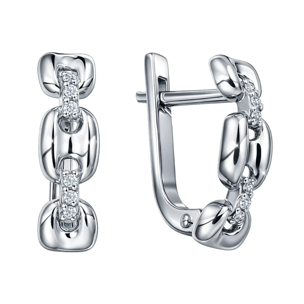 Серьги с фианитами из серебра 925 пробы