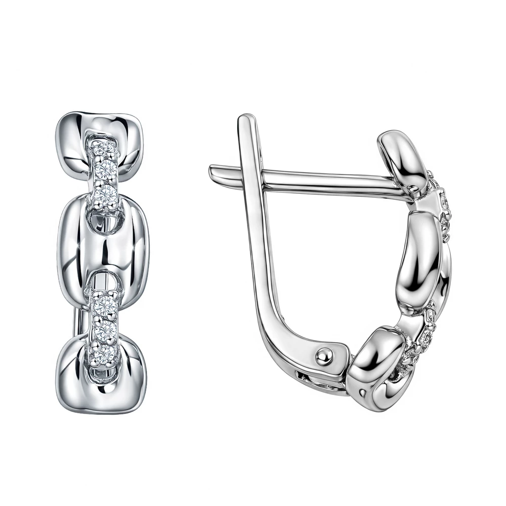 Серьги с фианитами из серебра 925 пробы