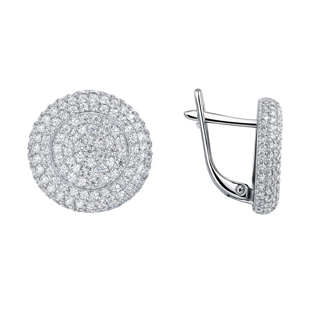 Серьги с фианитами из серебра 925 пробы