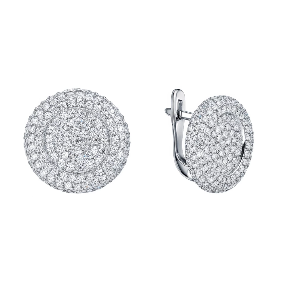 Серьги с фианитами из серебра 925 пробы