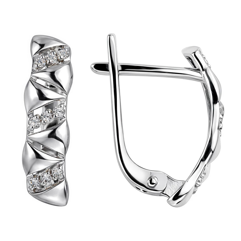 Серьги с фианитами из серебра 925 пробы