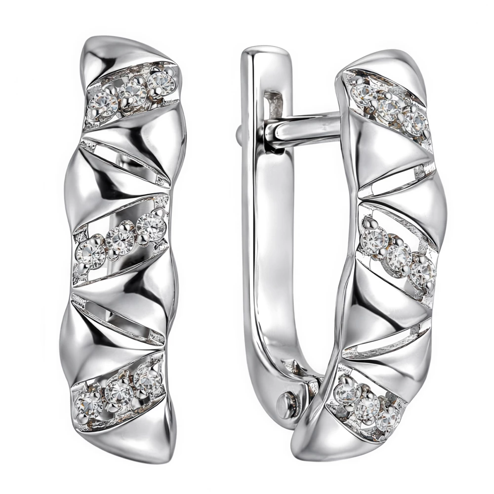 Серьги с фианитами из серебра 925 пробы