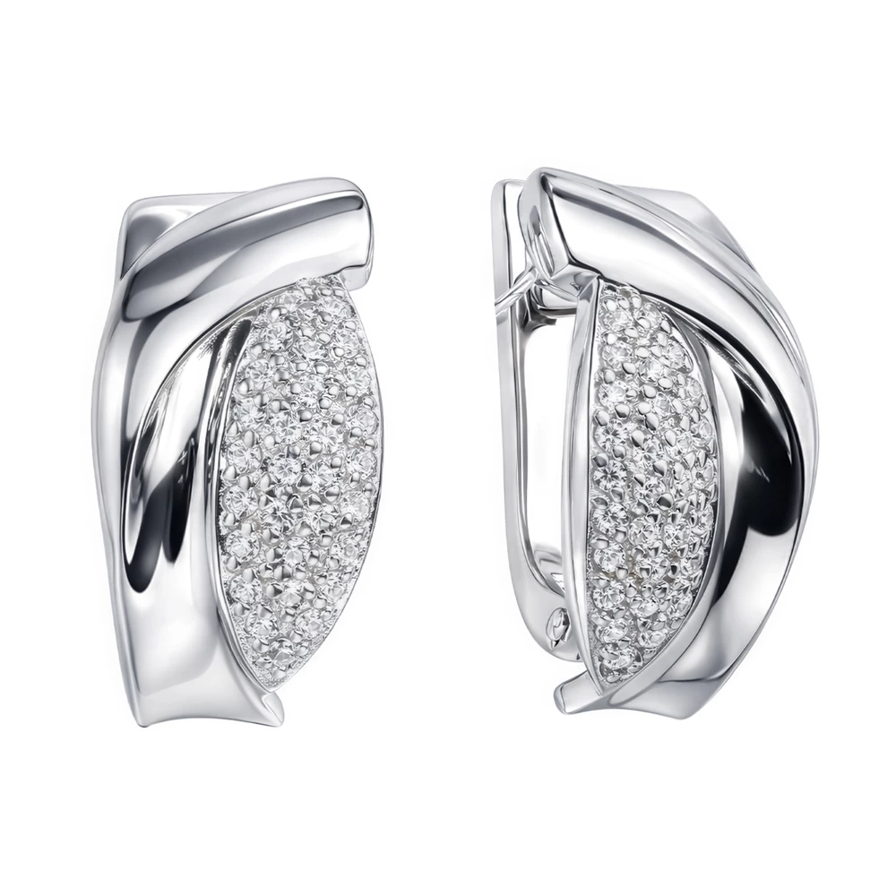 Серьги с фианитами из серебра 925 пробы