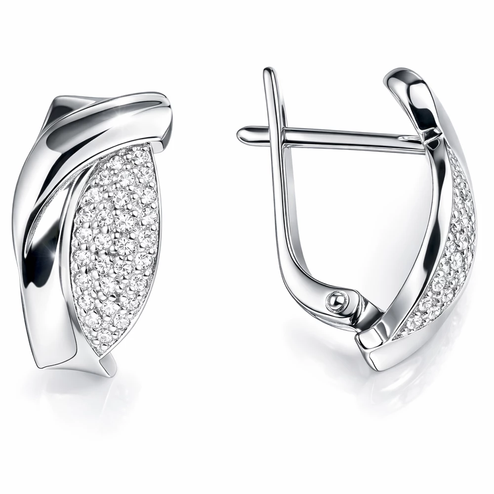 Серьги с фианитами из серебра 925 пробы