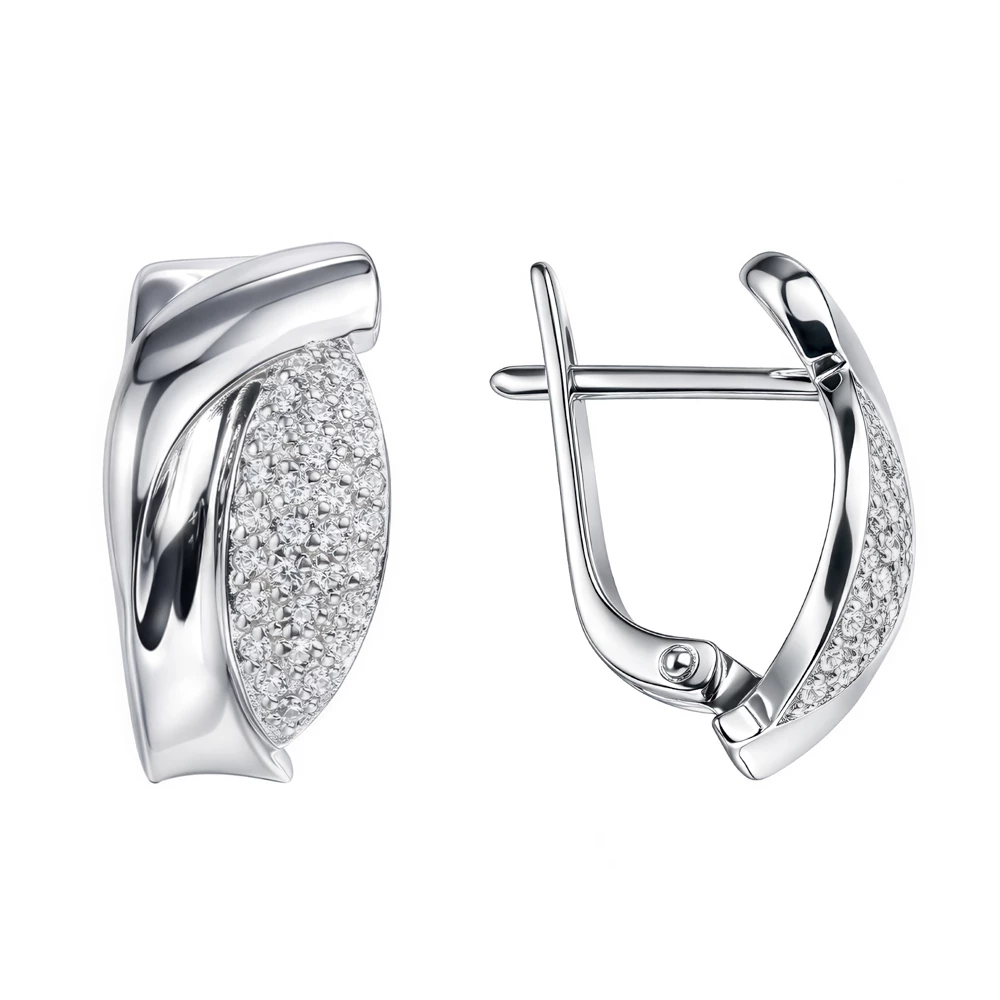 Серьги с фианитами из серебра 925 пробы