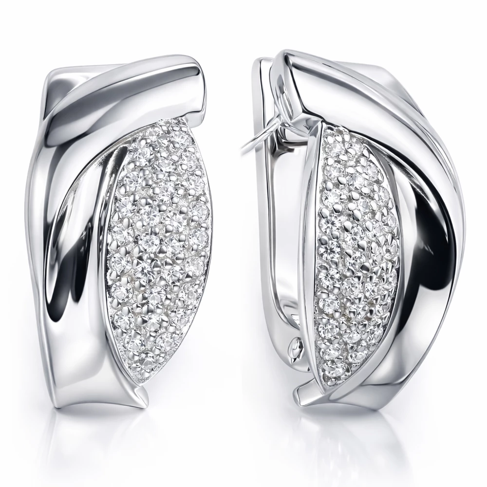 Серьги с фианитами из серебра 925 пробы