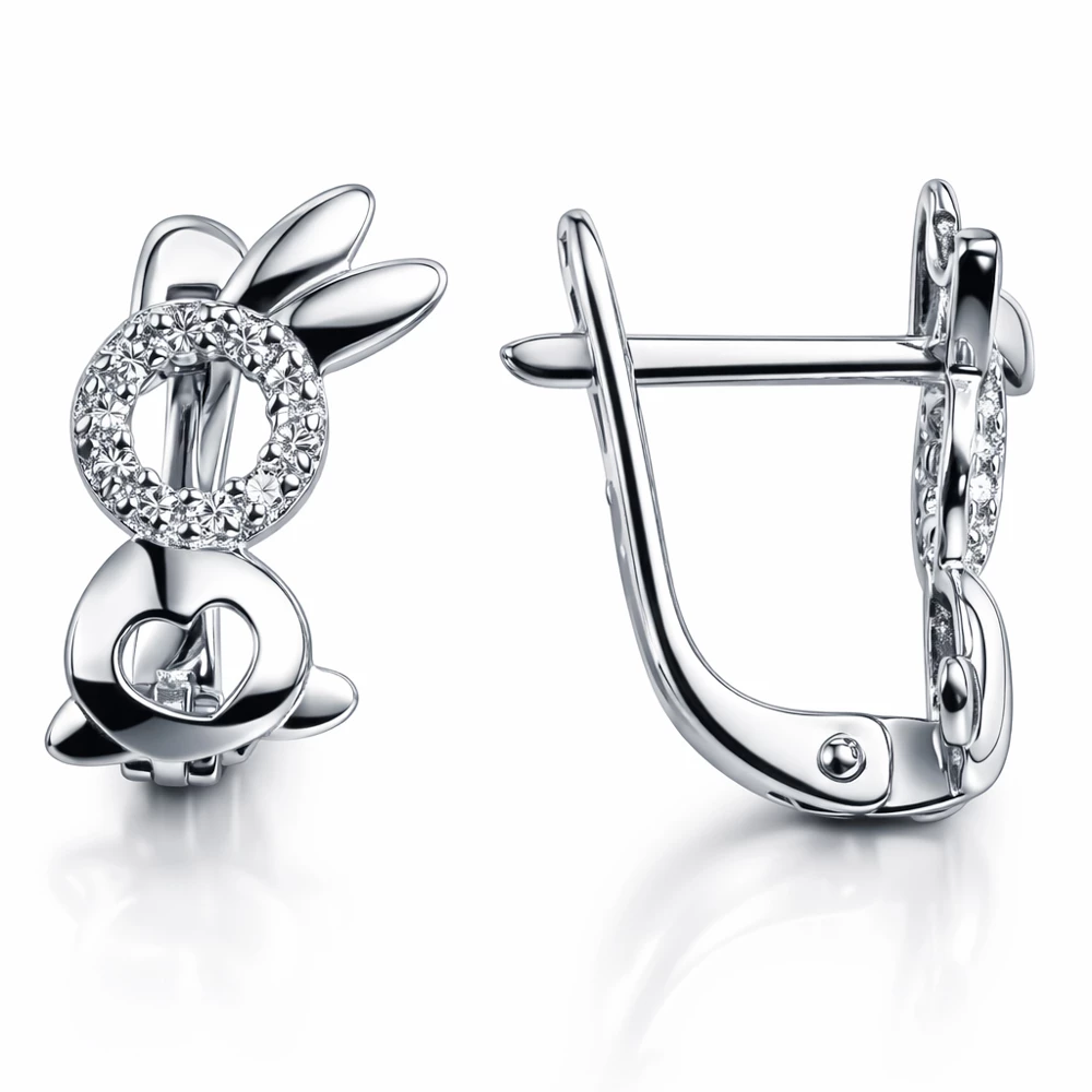 Серьги с фианитами из серебра 925 пробы