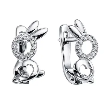 Серьги с фианитами из серебра 925 пробы