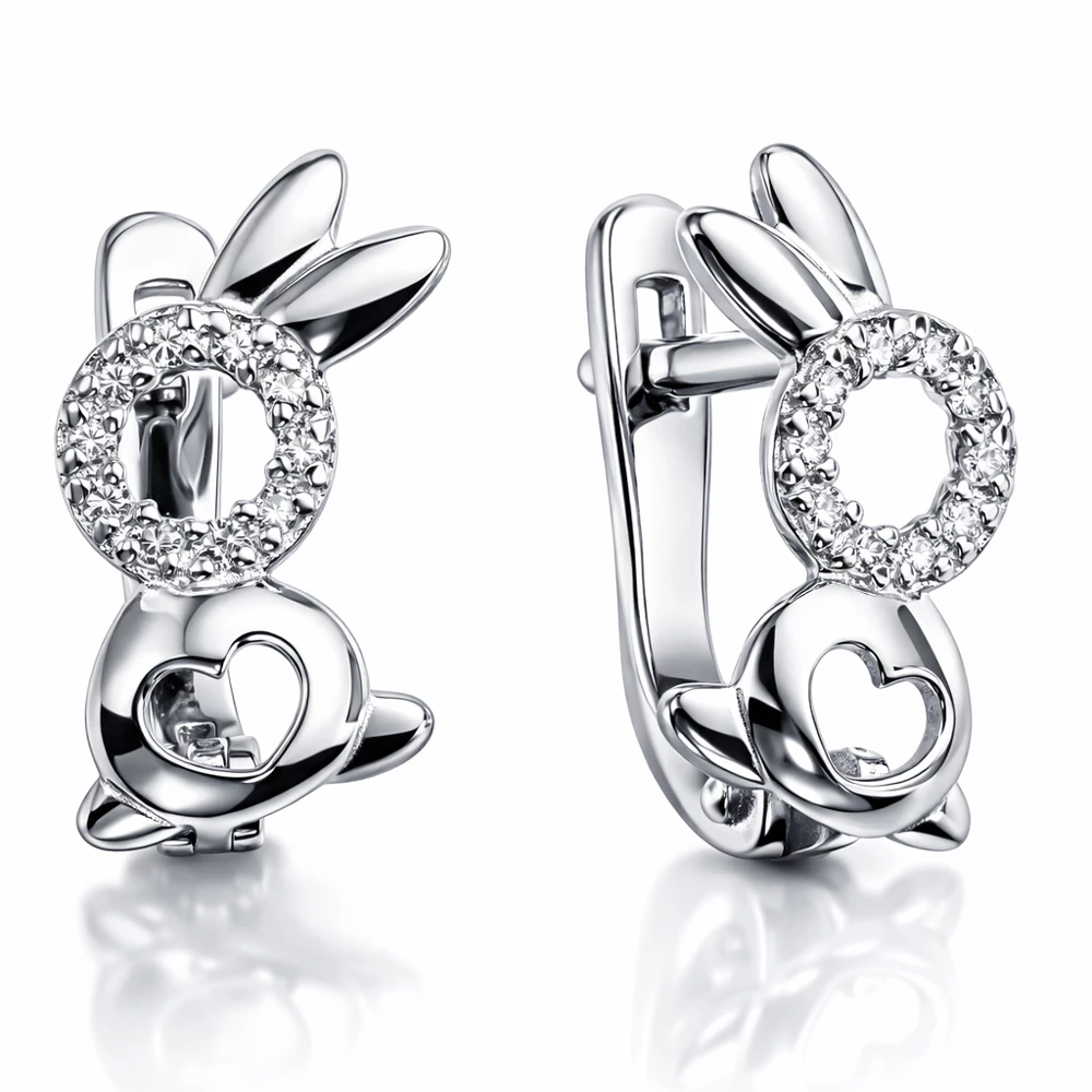 Серьги с фианитами из серебра 925 пробы