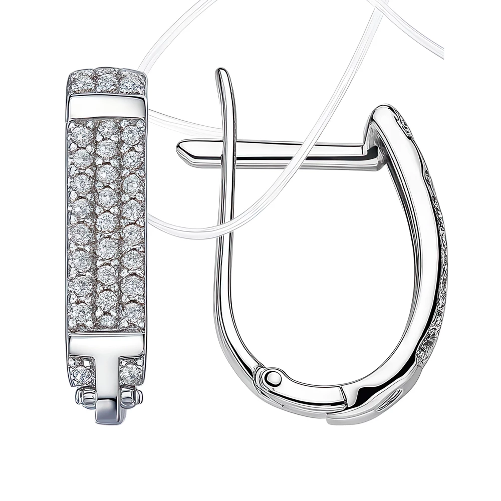 Серьги с фианитами из серебра 925 пробы