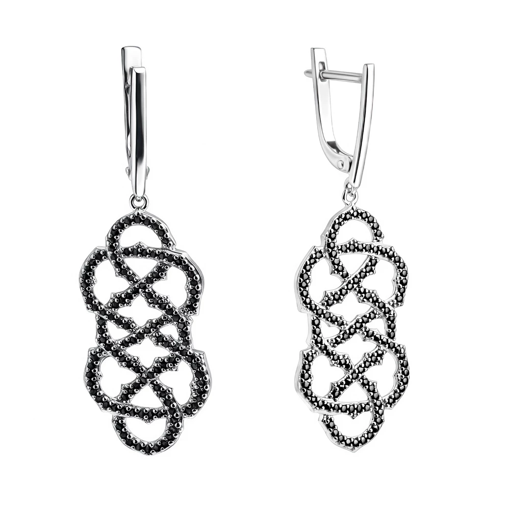 Серьги с фианитами из серебра 925 пробы