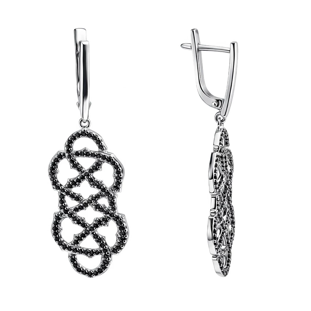 Серьги с фианитами из серебра 925 пробы