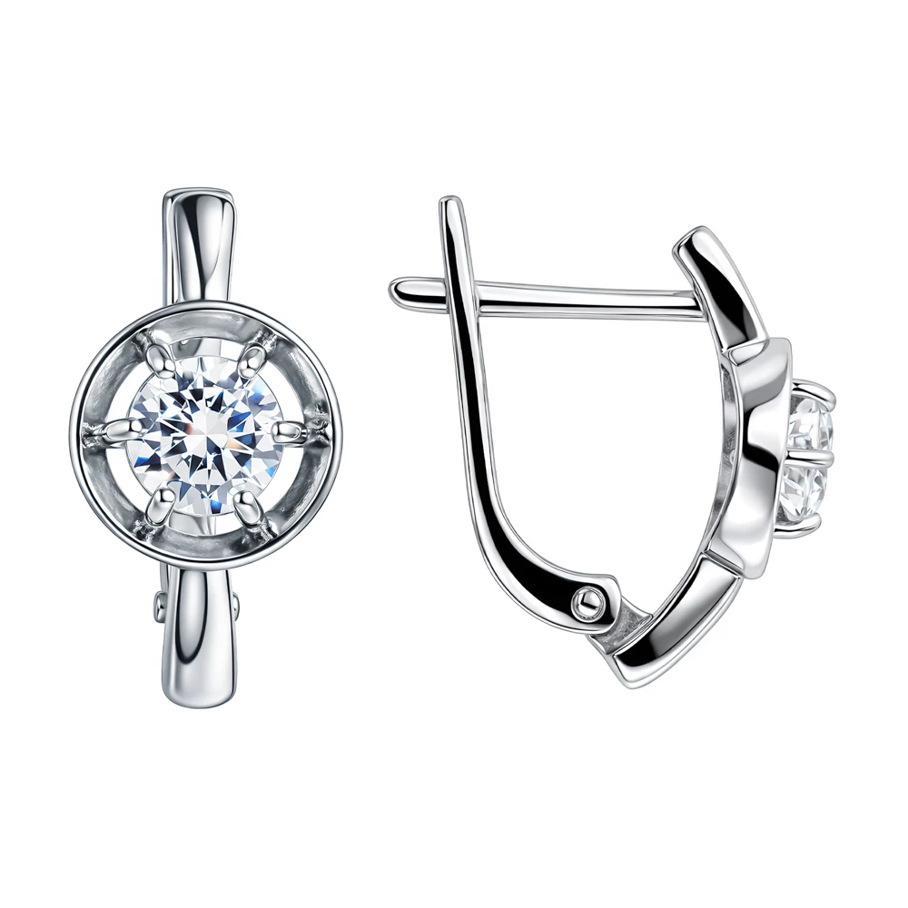 Серьги с фианитами из серебра 925 пробы