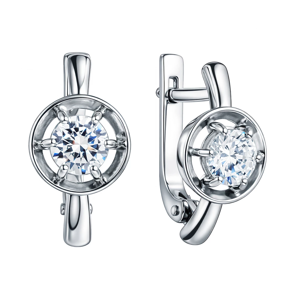 Серьги с фианитами из серебра 925 пробы