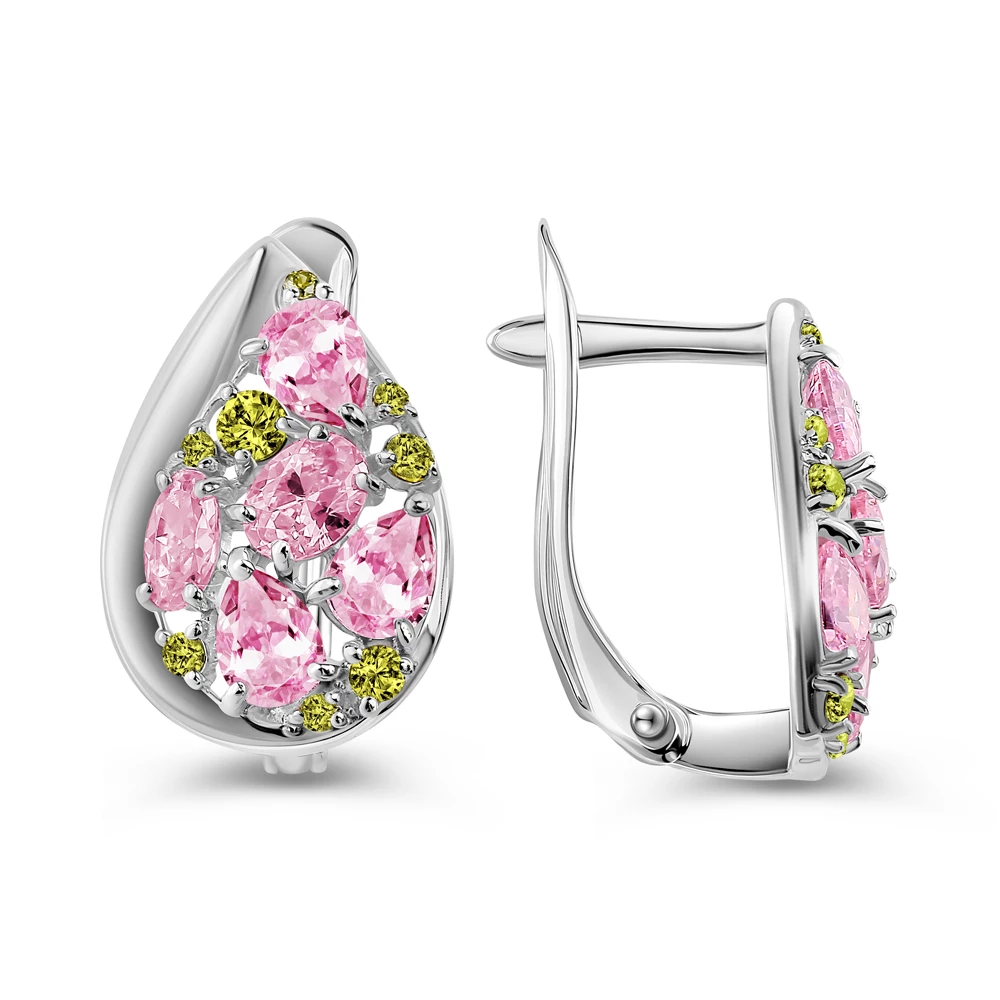 Серьги с фианитами из серебра 925 пробы