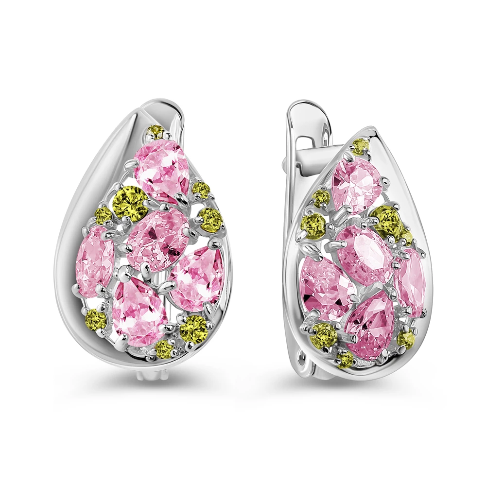 Серьги с фианитами из серебра 925 пробы